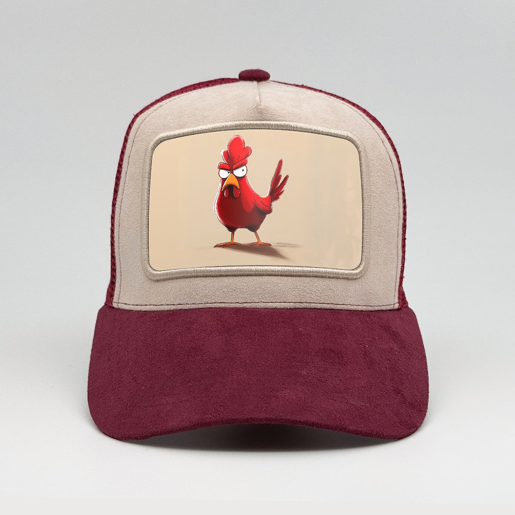 The Rooster Who’s Clucking Mad About Something on the Faluröd Suede Trucker