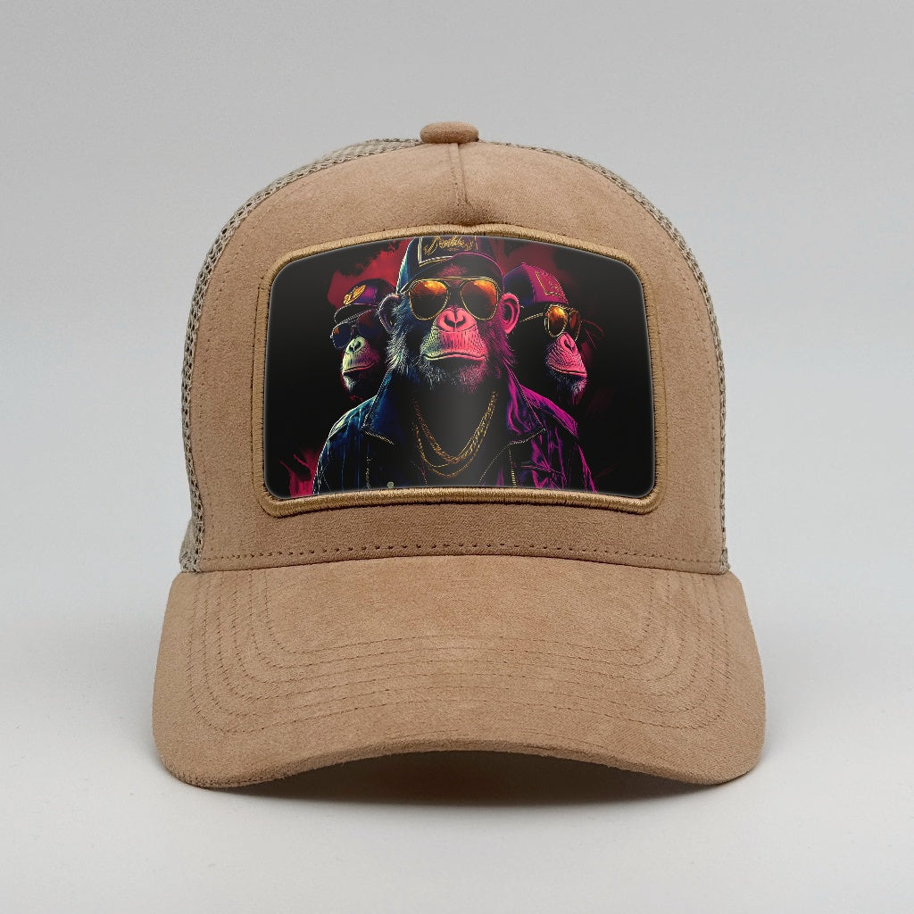 Rapper Monkeys on the Timmer Suede Trucker