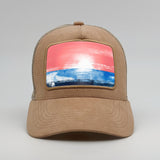 Horizon Glow - Serene Depths on the Timmer Suede Trucker