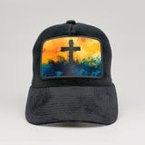 Cross of Eternity - Vibrant Faith on the Midnatt Velvet Trucker