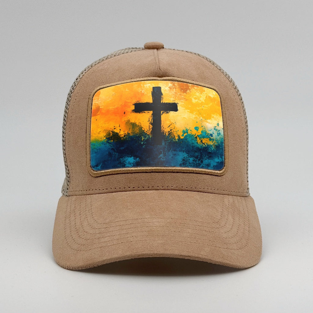 Cross of Eternity - Vibrant Faith on the Timmer Suede Trucker