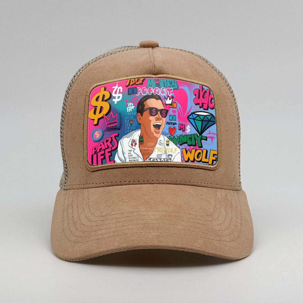 King of Capital – Wolf of Wall Street Pop Art on the Timmer Suede Trucker