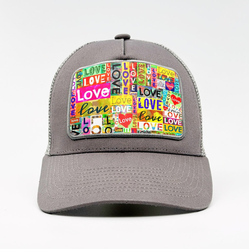 Love Typography Collage on the Aska Cotton Trucker