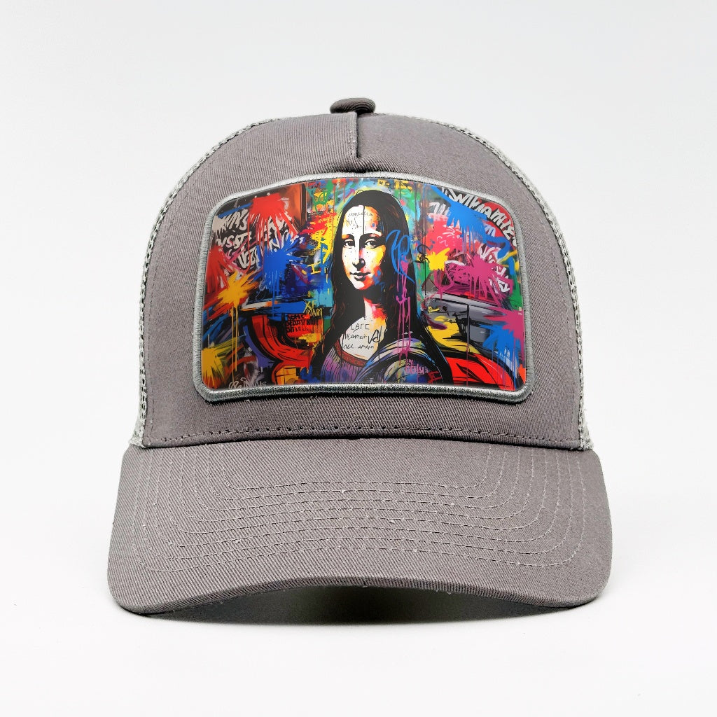 Graffiti Mona Lisa on the Aska Cotton Trucker