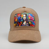 Graffiti Mona Lisa on the Timmer Suede Trucker