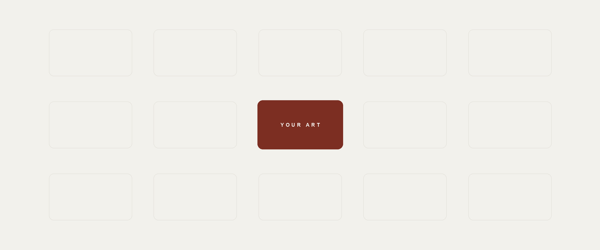 Grid of empty Art Plate slots with one highlighted, reading Your Art