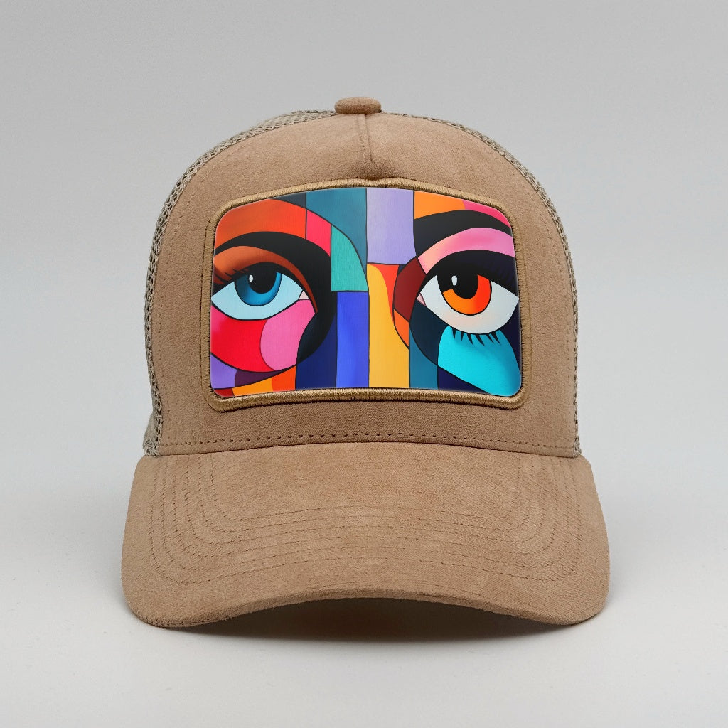 Abstract eyes on the Timmer Suede Trucker