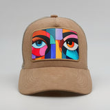 Abstract eyes on the Timmer Suede Trucker