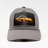 Yellow Ferrari F12 on the Aska Cotton Trucker