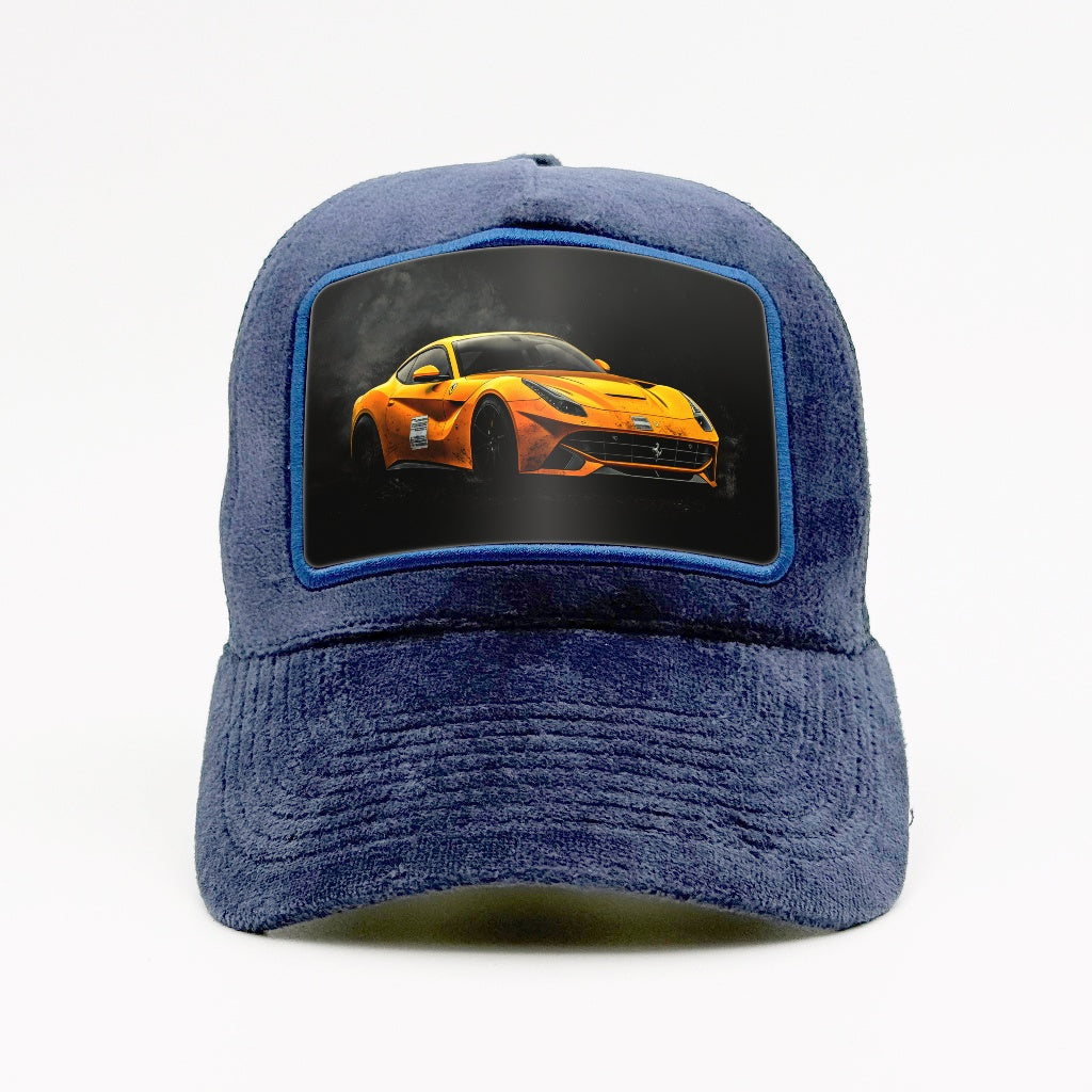 Yellow Ferrari F12 on the Fjord Velvet Trucker