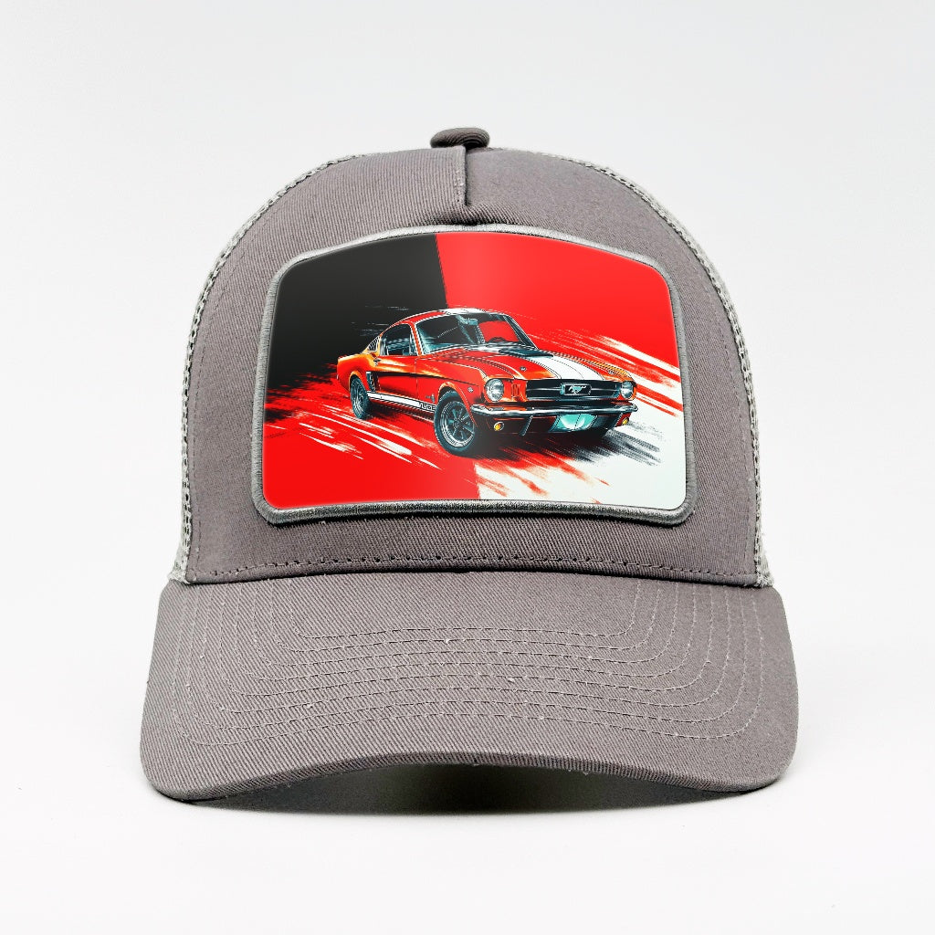 Red Mustang Mach 1 Roar on the Aska Cotton Trucker