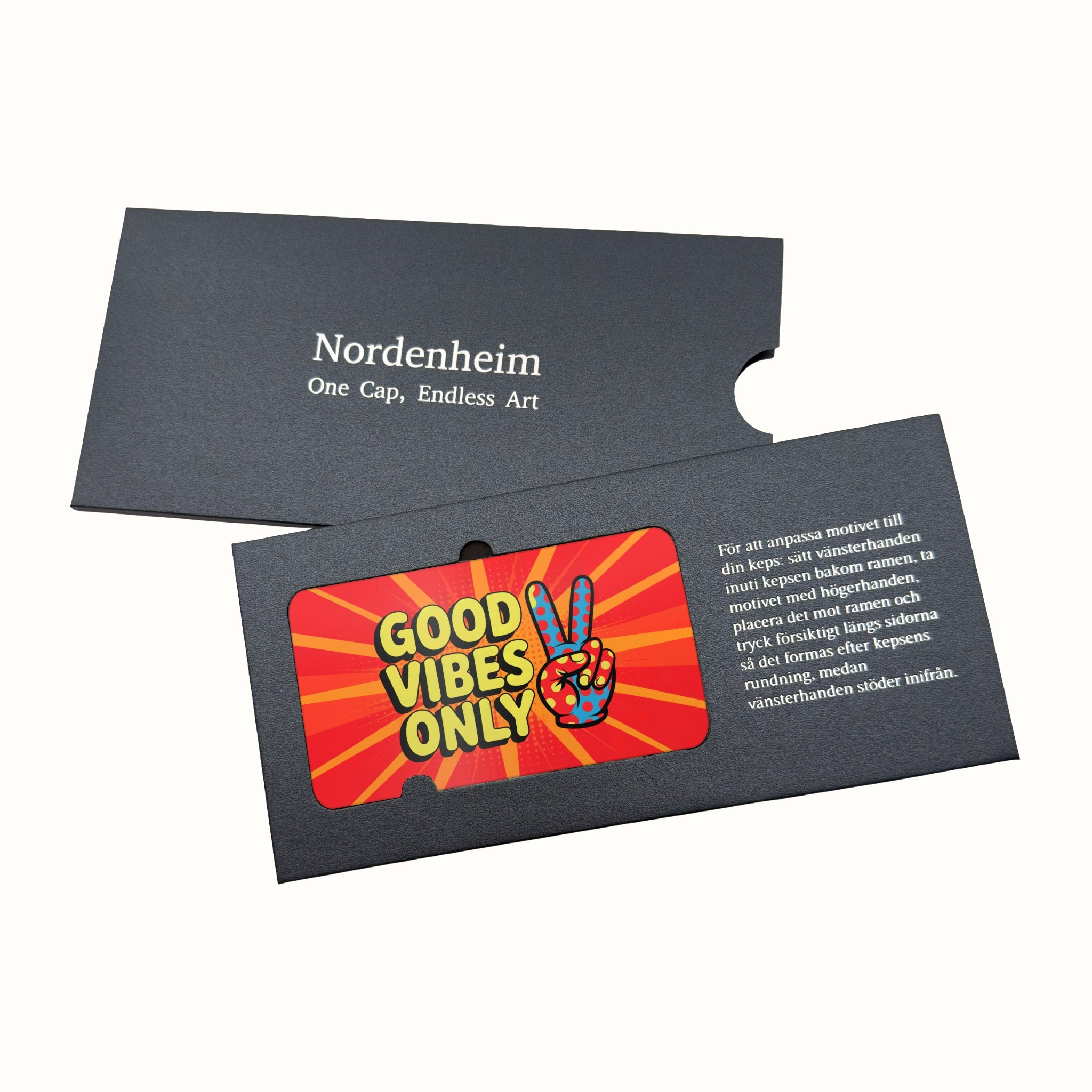 "Good Vibes Only" Art Plate in its Nordenheim sleeve