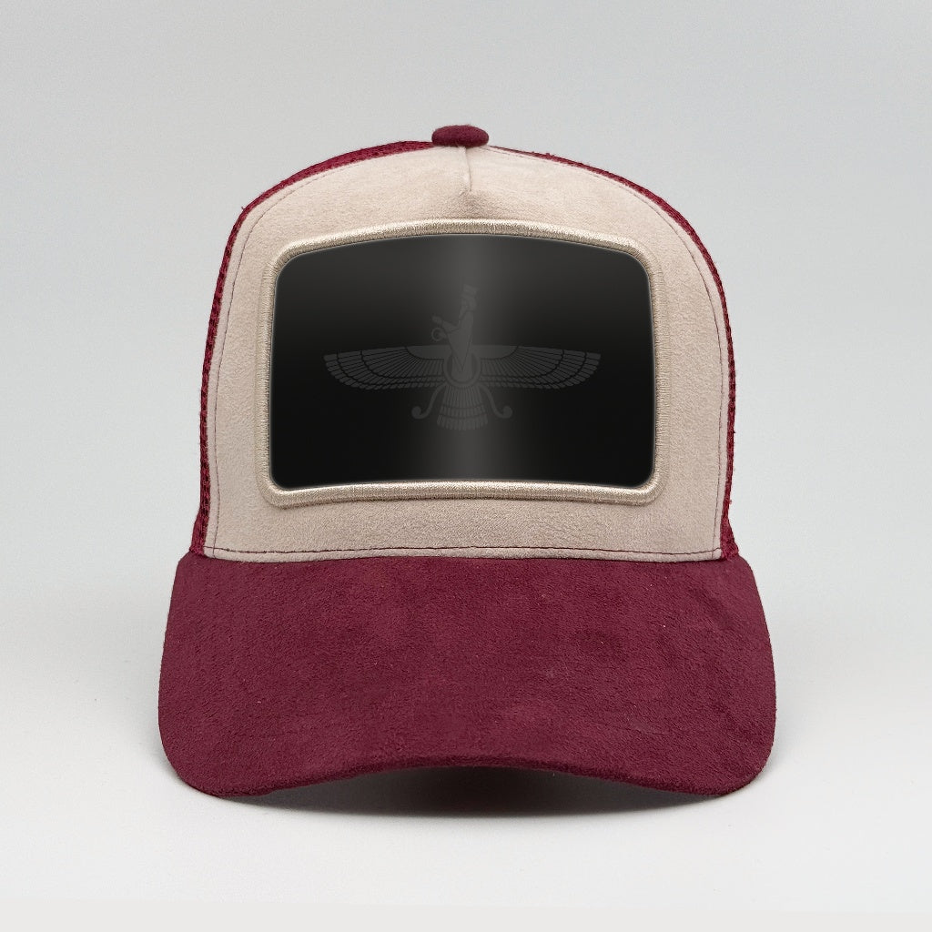 Faravahar - Zoroastrian Symbol on the Faluröd Suede Trucker