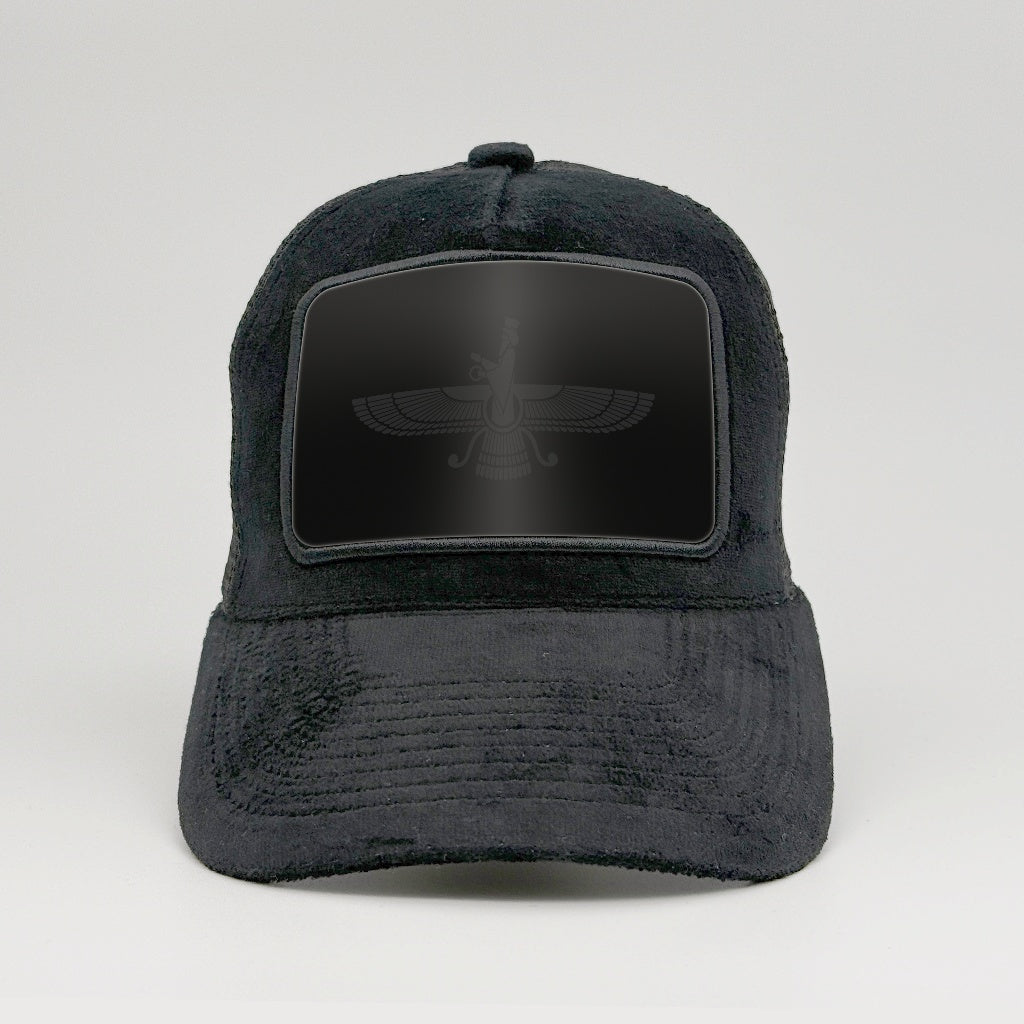 Faravahar - Zoroastrian Symbol on the Midnatt Velvet Trucker