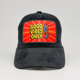 "Good Vibes Only" on the Midnatt Velvet Trucker