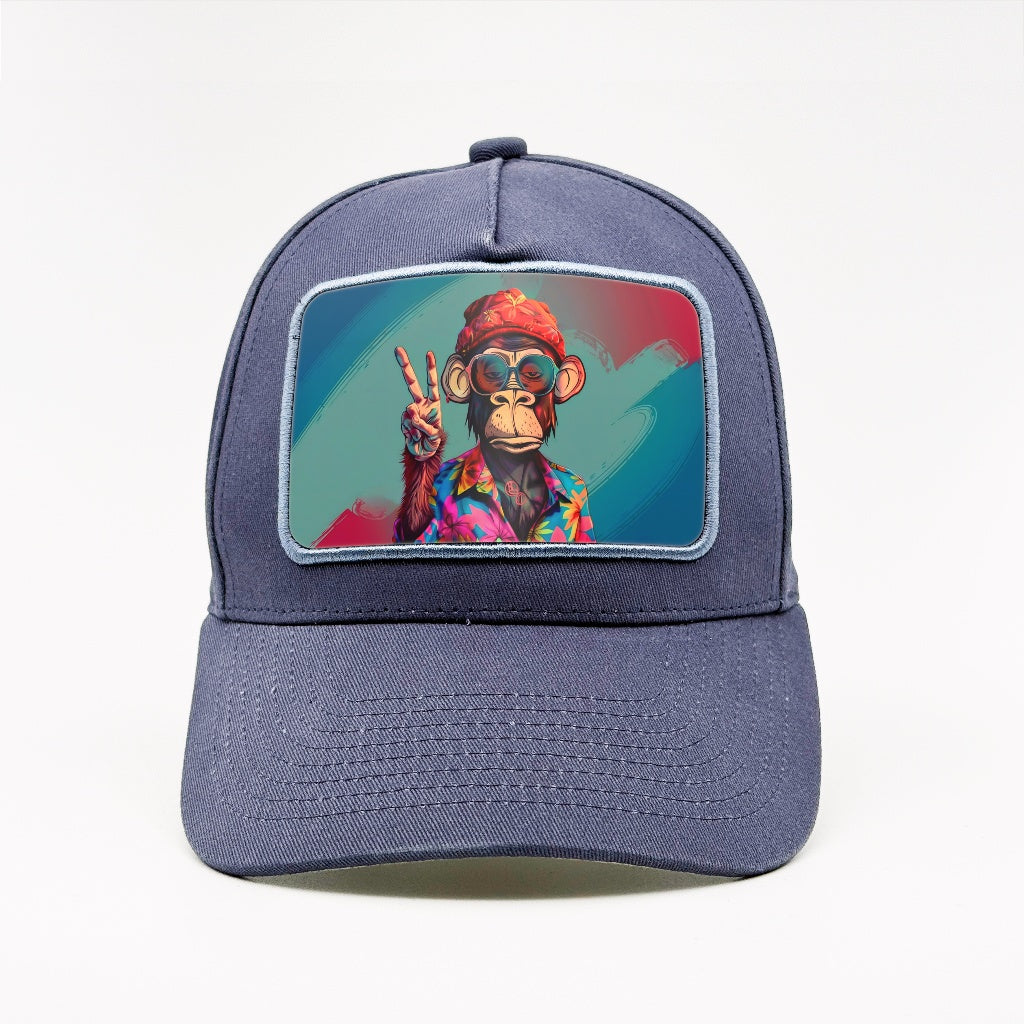 Unbothered Monkey - Peace Sign on the Marinblå Cotton Classic