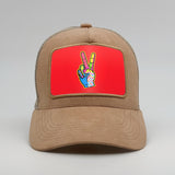 Pop-Art Peace Sign on the Timmer Suede Trucker