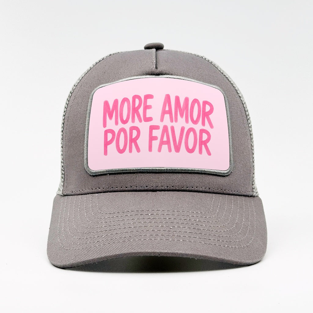"More Amor Por Favor" on the Aska Cotton Trucker