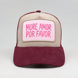 "More Amor Por Favor" on the Faluröd Suede Trucker