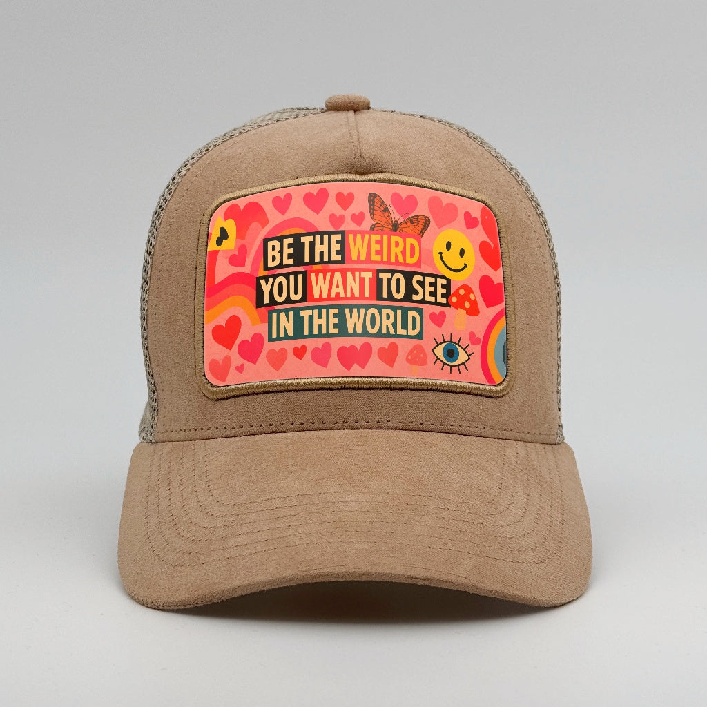 "Be the Weird You Want to See" on the Timmer Suede Trucker