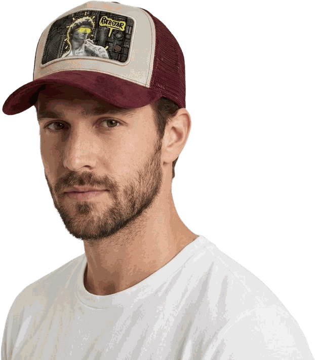 A cap wearing an original artwork Art Plate