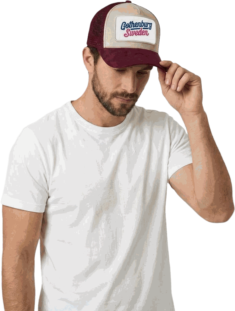 A cap wearing a Gothenburg Sweden Art Plate