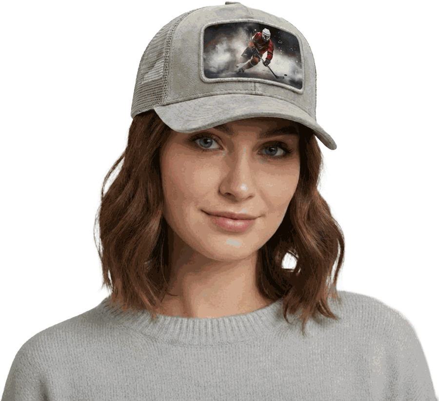A cap wearing an ice hockey Art Plate